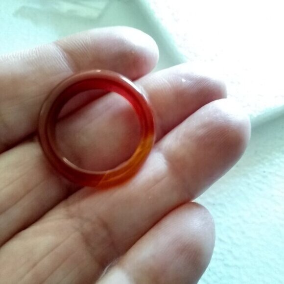 Orange Flame ~ Banded Agate Stone Ring Size 6.75 ~ Friendship Ring ~ Stack Rings - Picture 5 of 9